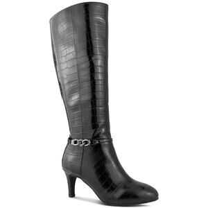 Karen Scott Women's Black Crocodile Hanna Dress Boots - 9.5 - Black